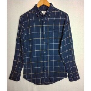 Croft & Barrow Mens Button Down Long Sleeve Flannel Shirt Small Navy Blue